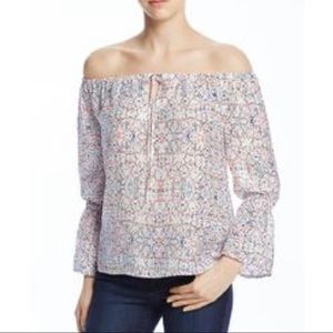 Cupcakes and Cashmere printed off the shoulder top, size M.
